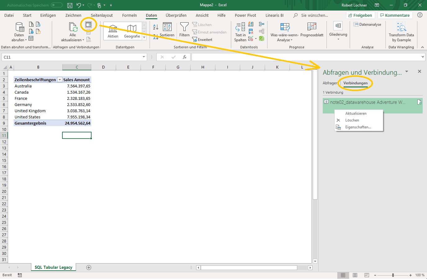 Anbindung externer Daten in Excel 2019: Vereinheitlichung von Queries ...
